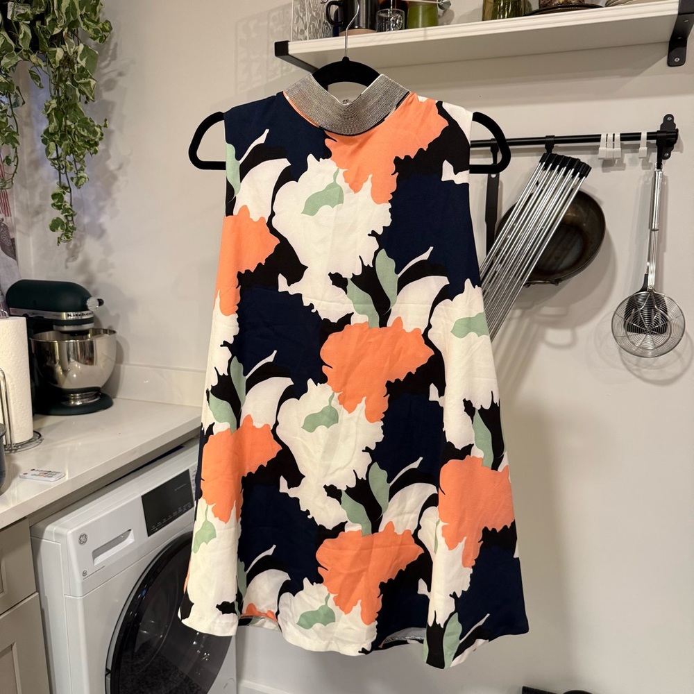 (NWT) High Neck Embellished Collar Dress